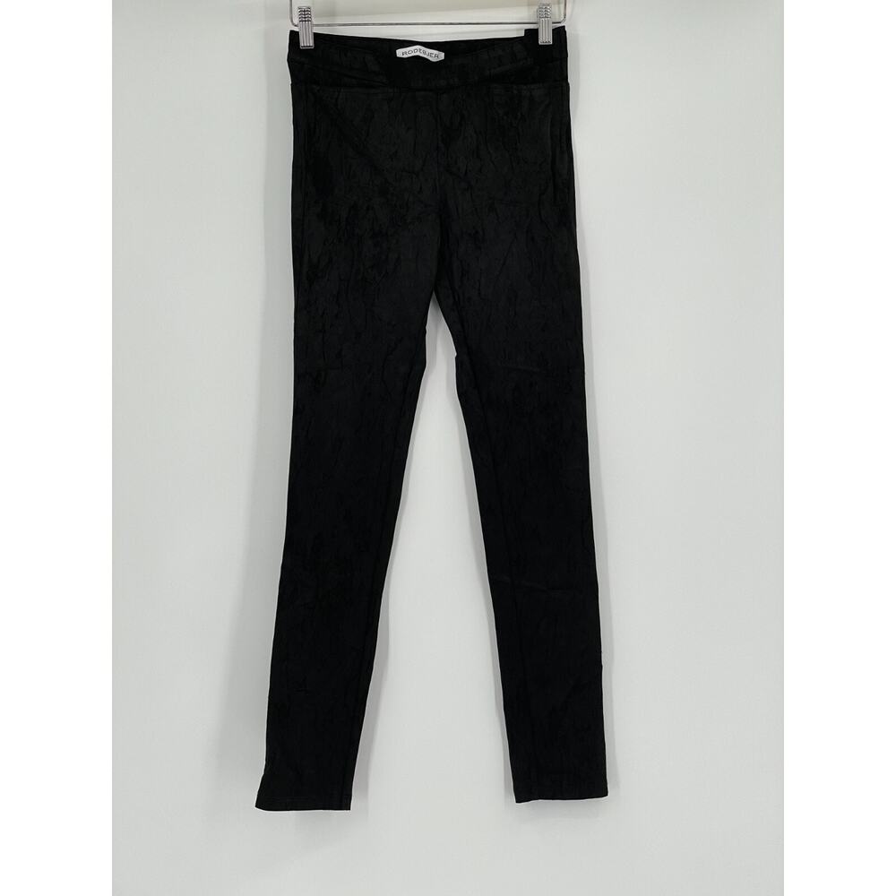 Rodebjer Womens Black Textured Satin Skinny Leg Ankle Pants Sz XS